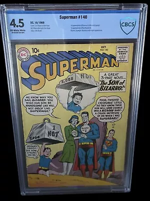 Buy SUPERMAN #140 CBCS 4.5DC 1960 OW/W PGS1st App Blue Kryptonite Bizarro Supergirl • 147.91£
