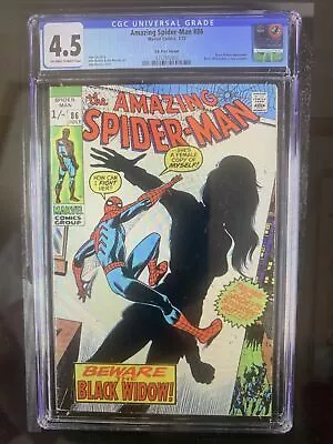 Buy Amazing Spider-Man #86 CGC 4.5 1970 Origin Of The Black Widow And New Costume 🔑 • 60£
