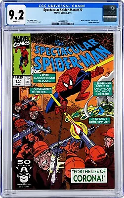 Buy Spectacular Spider-Man #177 CGC 9.2 (Jun 1991, Marvel) Kurt Busiek Story, Corona • 39.42£