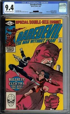 Buy Daredevil #181 Cgc 9.4  Bullseye Vs Elektra Marvel Comics 1982 • 129£