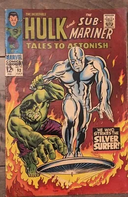 Buy Tales To Astonish #93 CGC 5.0 1967 Hulk And Silver Surfer Classic Cover • 99.94£