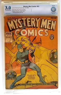 Buy Mystery Men Comics #15 Cbcs Gvg 3.0 Fox 1940 Inter. Ad Green Mask 1 & Flame 1 • 1,146.38£