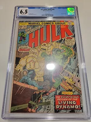 Buy Incredible Hulk #183 1975 CGC 6.5 WP Bronze Age Zzzax New Frame FLASH SALE!!! • 49.63£