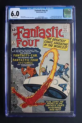 Buy Fantastic Four #3 1st MIRACLE MAN Costumes Headquarters FantastiCar 1962 CGC 6.0 • 3,158.48£