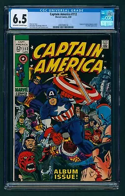 Buy Captain America #112 (1969) CGC 6.5 OW/W Pages! Origin Retold! Red Skull! Kirby! • 94.08£