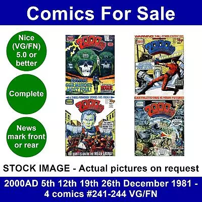 Buy 2000AD 5th 12th 19th 26th December 1981 - 4 Comics #241-244 VG/FN • 14.99£