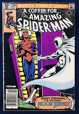Buy Amazing Spider-Man #220 (1981) Moon Knight APP; Aunt May Back-Up; Newsstand; FN • 18.14£