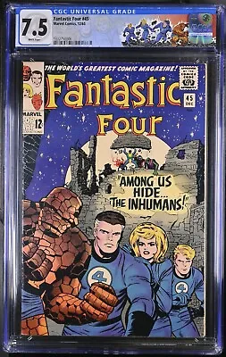 Buy FANTASTIC FOUR 45 CGC 7.5 RARE WHITE PAGES 12/65 💎 1st INHUMANS BEAUTIFUL COPY • 532.15£
