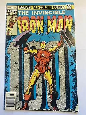 Buy INVINCIBLE IRON MAN #100 Marvel Comics UK Price 1977 VF • 18.95£