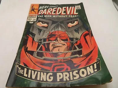 Buy Daredevil #38 (Marvel 1968) Dr. Doom Cover By Gene Colan!  WORSE SHAPE EVER • 8£