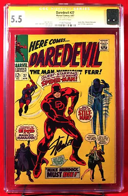 Buy DAREDEVIL #27 (Marvel 1965) CGC 5.5 SS Signed By Writer STAN LEE !!! • 1,585.98£