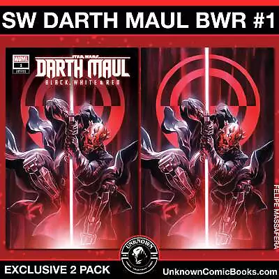 Buy [2 Pack] Star Wars: Darth Maul - Black, White & Red #1 Unknown Comics Felipe Mas • 26.09£