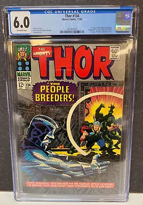 Buy Thor #134 CGC 6.0 - 1st Appearance High Evolutionary - GotG Vol 3 Movie - 1966 • 315.45£