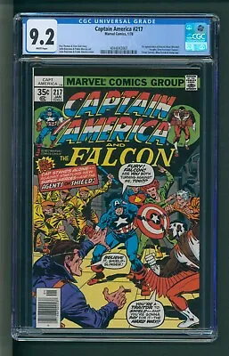 Buy Captain America #217 CGC 9.2 White Pages 1st Marvel Man • 80.36£
