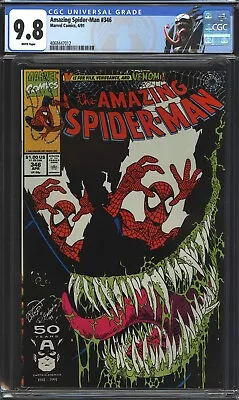 Buy Amazing Spider-man #346 CGC 9.8 NM/MT WP Classic Cover! Custom Venom Label 1991 • 196.33£