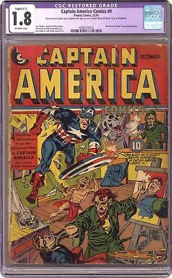 Buy Captain America Comics #9 CGC 1.8 RESTORED 1941 4008134014 • 1,633.14£