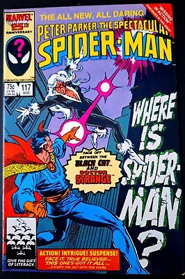 Buy PETER PARKER SPECTACULAR SPIDER-MAN #117 VFN 1986 DR STRANGE BLACK CAT Marvel • 2.99£