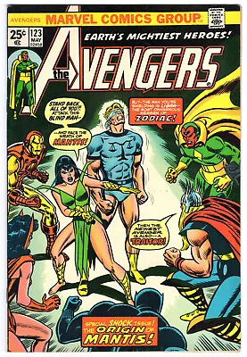 Buy Avengers #123 Very Fine-Near Mint 9.0 Iron Man Thor Vision Origin Of Mantis 1974 • 27.58£