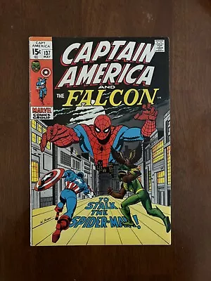 Buy Captain America #137 (Marvel, 1971) 1st Meeting Of Spider-Man & Falcon! FN+ • 31.97£