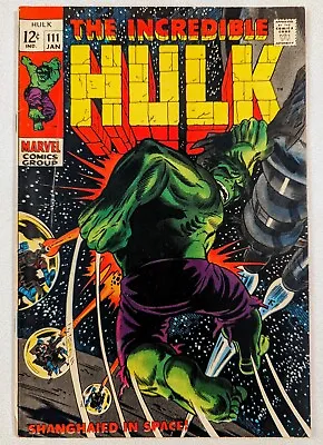 Buy Incredible Hulk #111 (1969) VG/FN 5.0 1st Appearance Of Galaxy Master Minor Key • 24.09£