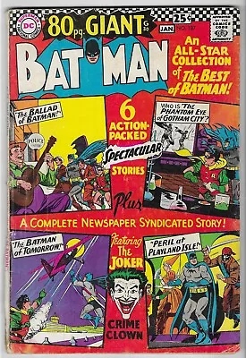 Buy BATMAN #187 SILVER AGE DC COMIC BOOK 1st Series The Joker 80page G-30 Giant 1967 • 27.98£