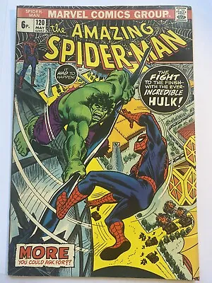 Buy AMAZING SPIDER-MAN #120 Vs The Hulk Marvel 1973 VF- UK Price • 69.95£