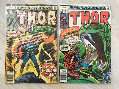 Buy Vintage Marvel Comics Mighty Thor Numbers 272 - 273 1st Skrymir Red Norvell 1978 • 18.99£