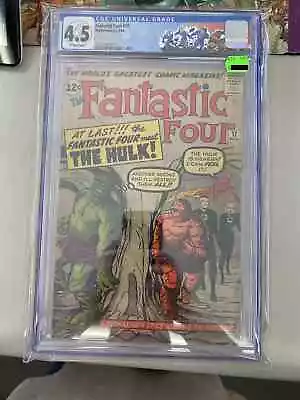 Buy Fantastic Four #12 CGC 4.5 Off-White Pages FF Vs Hulk! 1963 • 959.42£