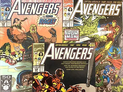 Buy Avengers # 326-328. 3 Issue Full Story Lot.  1990-1991.  Key 1st Rage + Origin. • 22.99£