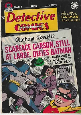 Buy Detective Comics #136 DC Comics Batman 1948 VG+ 4.5 Great Copy • 316.62£