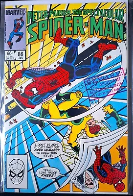 Buy SPECTACULAR SPIDER-MAN #86 Near Mint BLACK CAT THE FLY Marvel Comics 1984 • 3.49£
