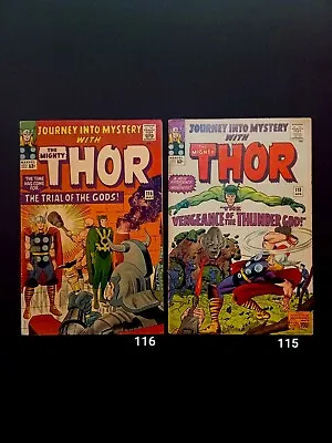 Buy Thor Journey Into Mystery 115 FN  116 1965 Loki Absorbing Man App Comic Book Lot • 148.59£