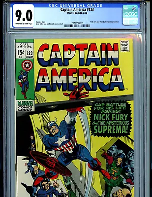 Buy Captain America #123 CGC 9.0 1970 Marvel Suprema Amricons K52 • 239.85£