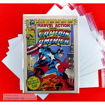 Buy 10 Marvel Action Comic Bags ONLY For A4 Acid-Free Size7 [In Stock] For # 1 Up • 9.99£