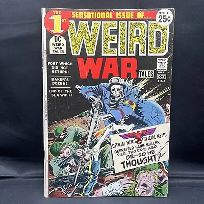 Buy Vintage 1971 DC Comics Weird War Tales #1 Horror War Comic Joe Kubert Cover FN- • 76.23£