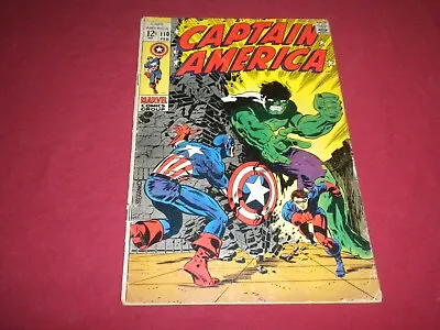 Buy BX1 Captain America #110 Marvel 1969 Comic 2.0 Silver Age VS HULK! VISIT STORE! • 32.44£
