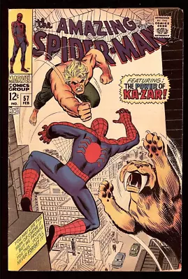 Buy Amazing Spider-Man #57 1968 (VG+ 4.5) First Meeting Of SpiderMan & Ka-Zar! L@@K! • 55.18£