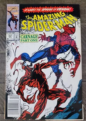 Buy Amazing Spider-Man 361 Newsstand 1st Appearance Of Carnage 1992 White Pages • 100.40£