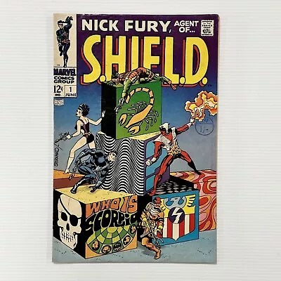 Buy Nick Fury Agent Of S.H.I.E.L.D  #1 1968 FN Cent Copy Pence Stamp Steranko Cover • 90£