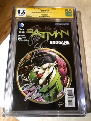 Buy Batman #38 - 9.6 CGC Graded - 3X Signed Kubert Snyder Capullo - Joker Cover 2015 • 100.44£