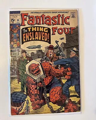 Buy Fantastic Four #91 - Marvel - The Thing Enslaved - Stan Lee Jack Kirby - 1969 • 27.67£