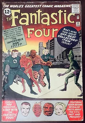 Buy Fantastic Four #11 IMPOSSIBLY AWESOME FF BOOK! Silver-Age Beauty! 1962 • 205.76£