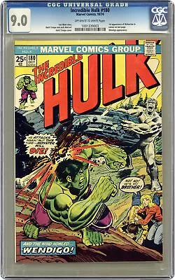 Buy Incredible Hulk #180 CGC 9.0 1974 1001339003 1st App. Wolverine (cameo) • 1,881.43£