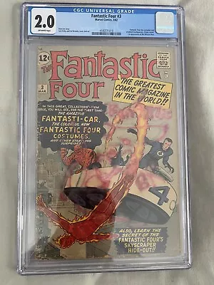 Buy Fantastic Four #3 (1962) 1st Costumes 3rd Appearance FF  CGC 2.0 MOVIE COMING! • 670.15£