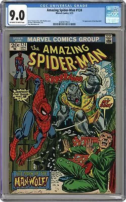 Buy Amazing Spider-Man #124 CGC 9.0 1973 4369077023 1st App. Man-Wolf • 303.82£