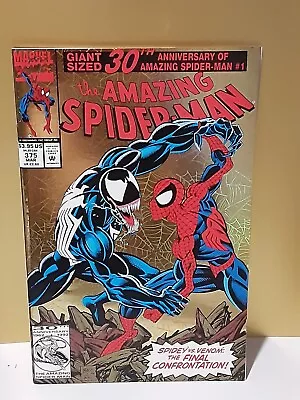 Buy AMAZING SPIDER-MAN MARVEL COMICS Issue 375 MARCH 1993 VENOM GOLD FOIL COVER MINT • 28.14£