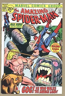 Buy Amazing Spider-Man 103 (FVF) Gil Kane KA-ZAR Zabu KRAVEN 1971 Marvel Comics X863 • 42.46£