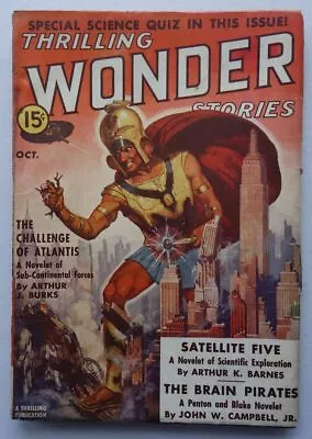 Buy Thrilling Wonder Stories Vol 12 #2 Oct 1938 Science Fiction Pulp Great Cover VG • 1.20£