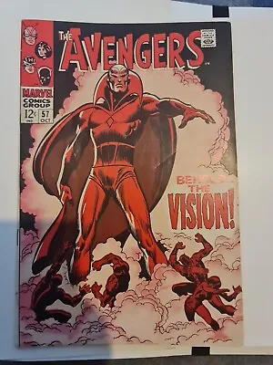Buy Avengers #57 1968 VF 1st App Of Vision Silver Age Vision Cent Copy • 399£