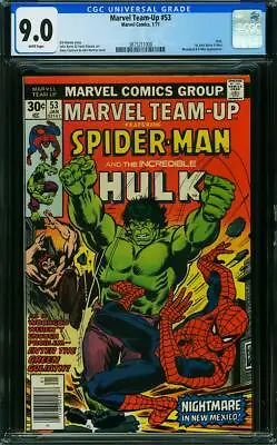 Buy Marvel Team Up 53 Cgc 9.0 White Pages Hulk Spiderman A9 • 118.73£